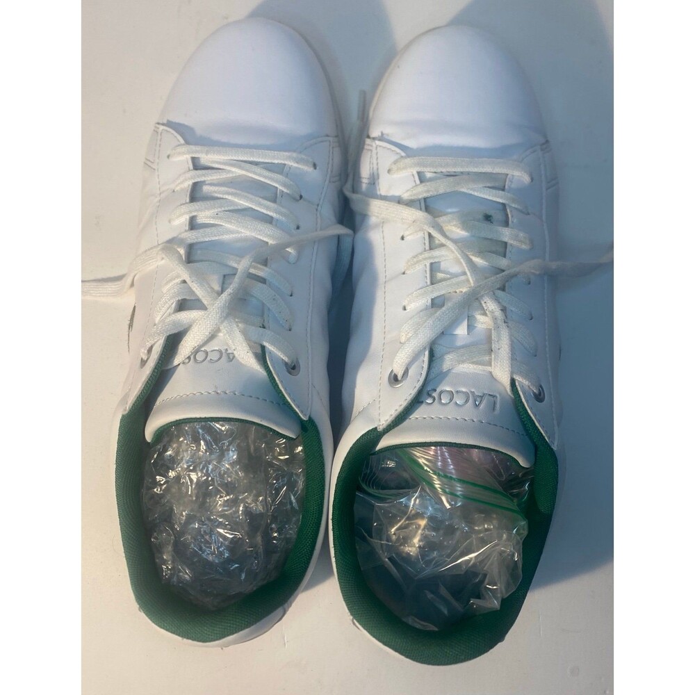 Lacoste Hydez Men’s Sneakers Size 11 White Leather Green Low Top Shoes - Picture 6 of 9